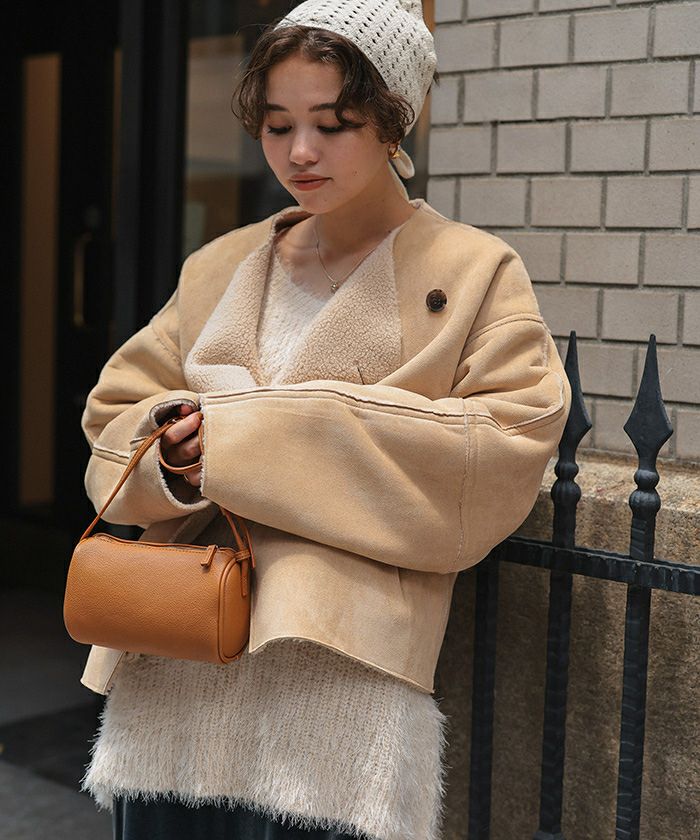 フェイクムートンノーカラージャケット | titivate