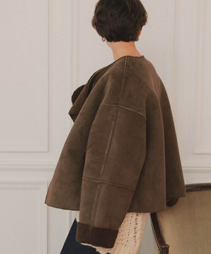 フェイクムートンノーカラージャケット | titivate