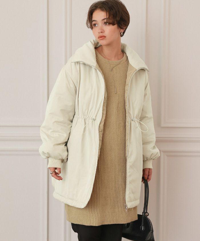 ウエストドローストリングハイネック中綿ジャケット | titivate