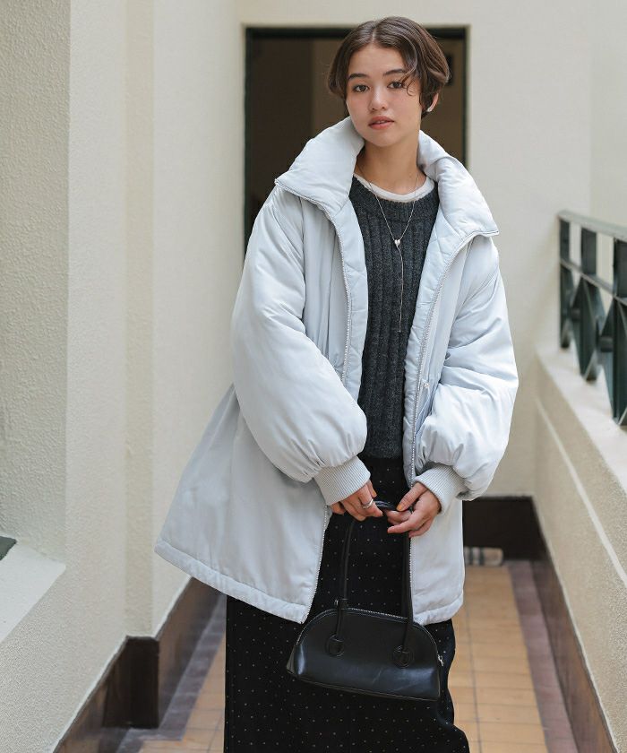 ウエストドローストリングハイネック中綿ジャケット | titivate