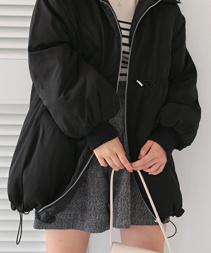 ウエストドローストリングハイネック中綿ジャケット | titivate