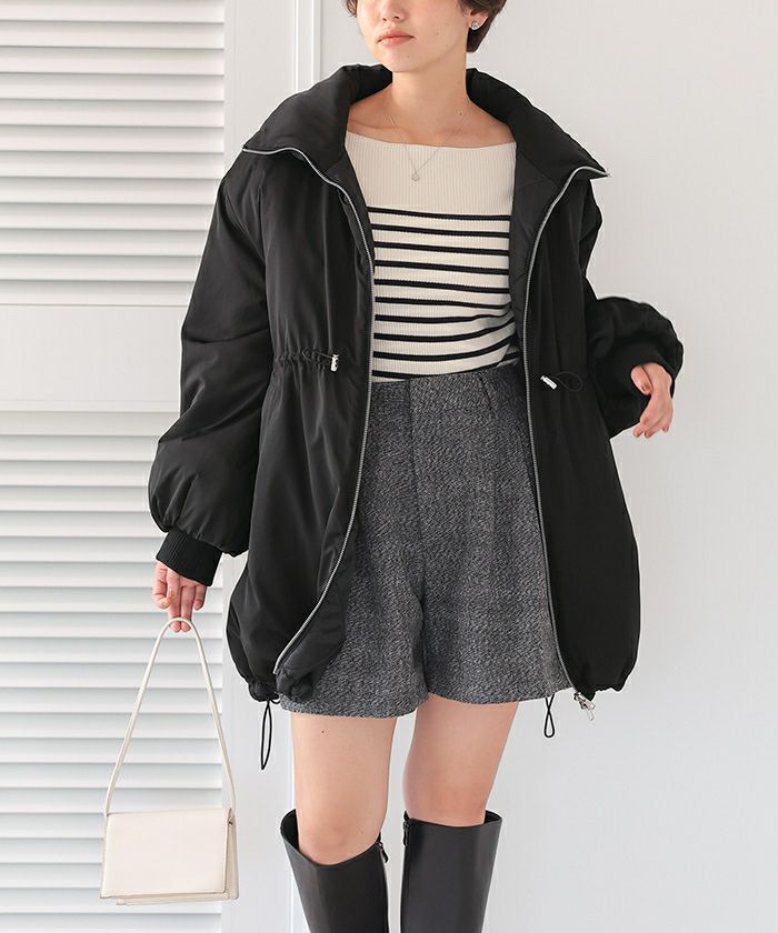 ウエストドローストリングハイネック中綿ジャケット | titivate