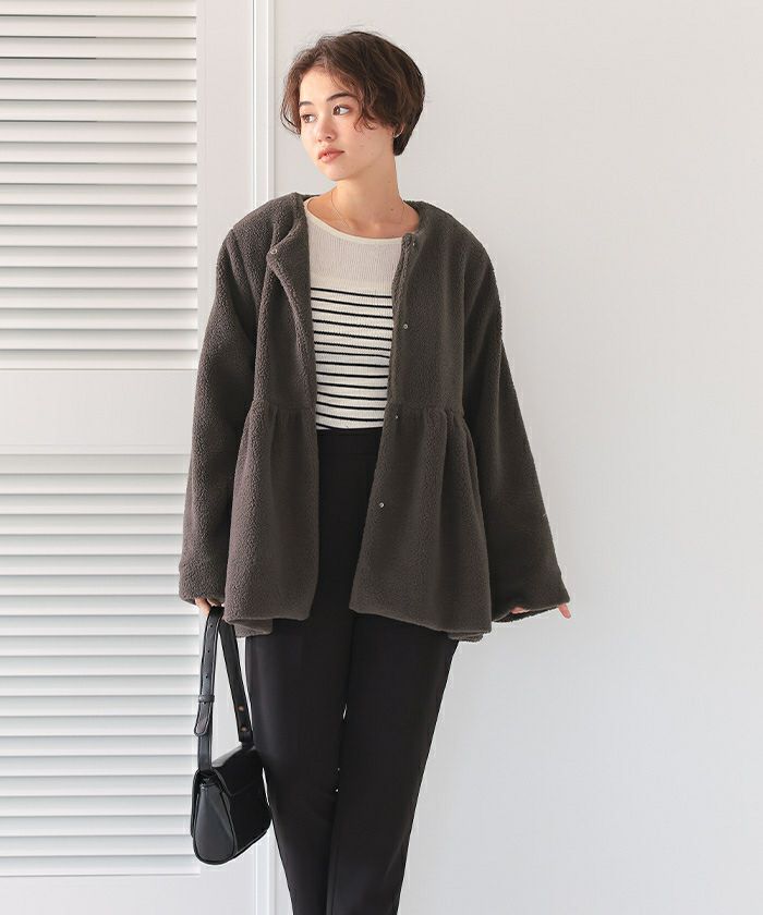 ペプラムギャザーデザインボアアウター | titivate