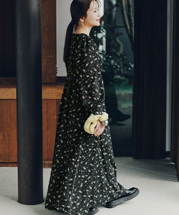 ボリュームギャザースリーブフレアワンピース | titivate