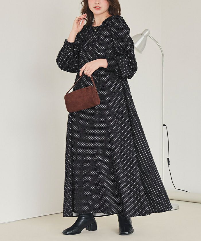 ボリュームギャザースリーブフレアワンピース | titivate