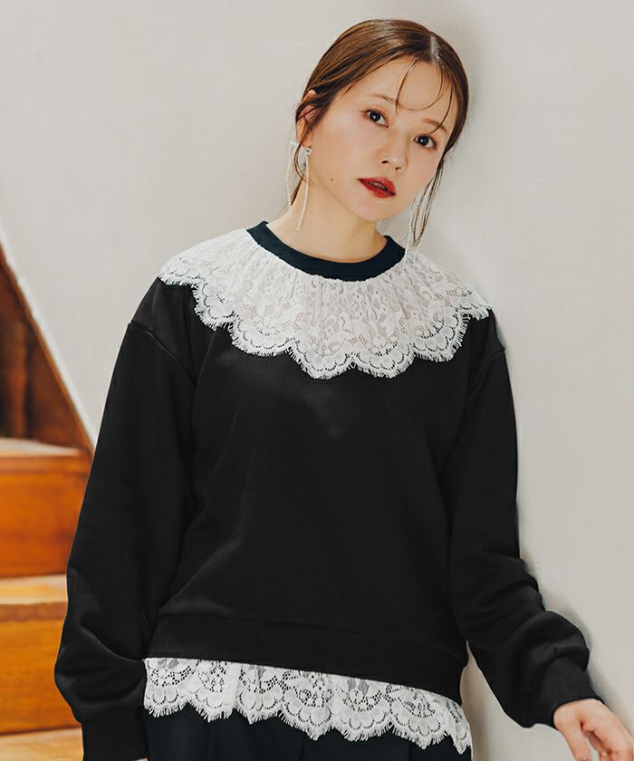 レースドッキングデザインスウェット | titivate