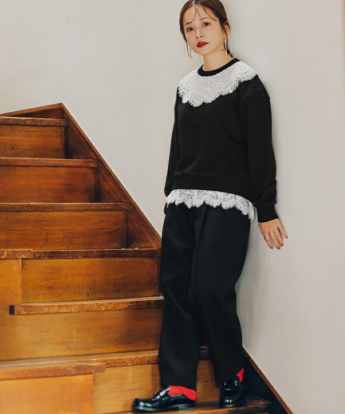レースドッキングデザインスウェット | titivate