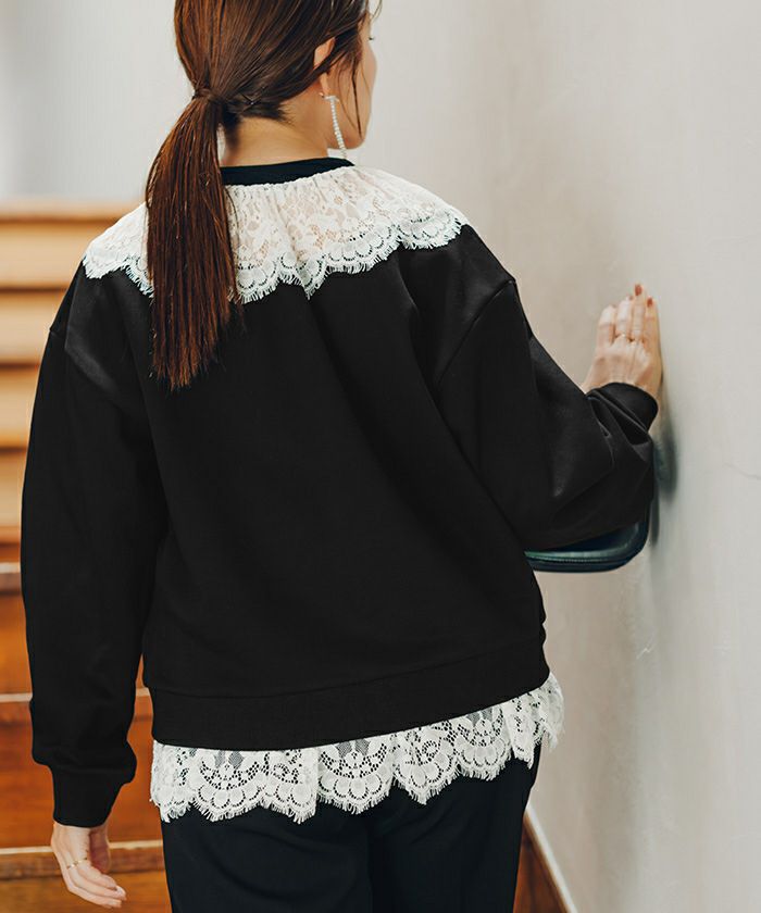 レースドッキングデザインスウェット | titivate