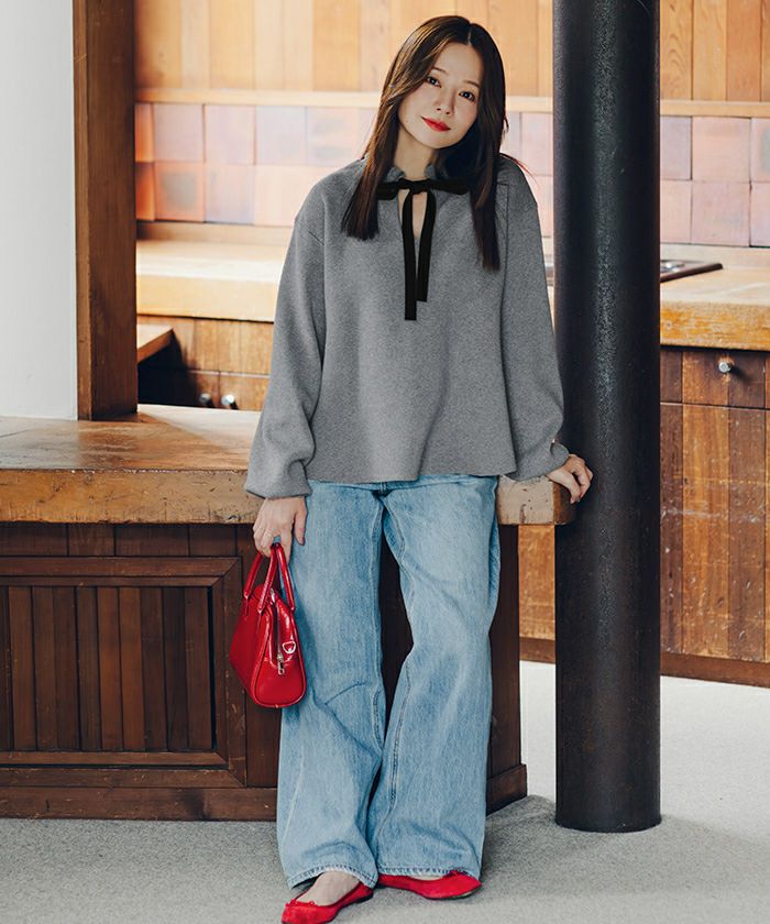 前後2wayベロアリボンフリルニットトップス | titivate