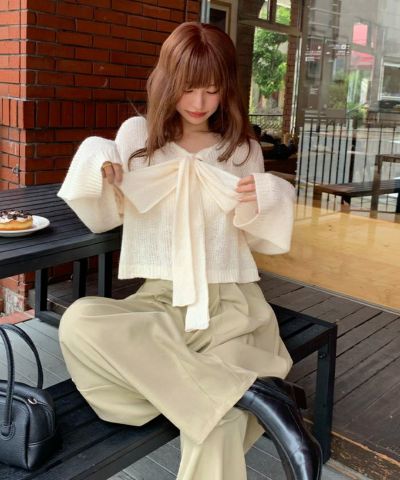 センタープレスジョーゼットワイドパンツ【メール便可／100