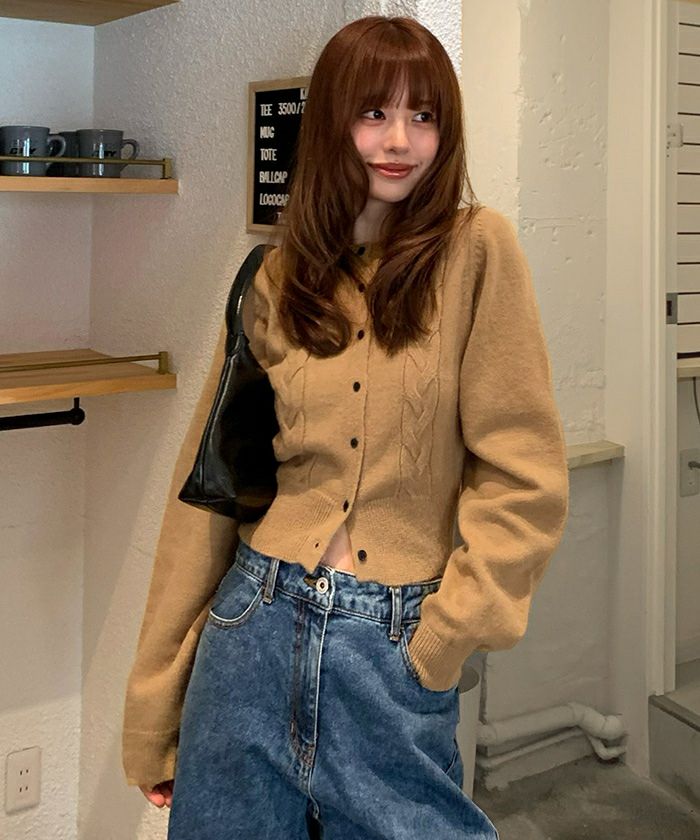 titivate ケーブルデザインニットカーディガン ケーブルデザインニットカーディガン | titivate