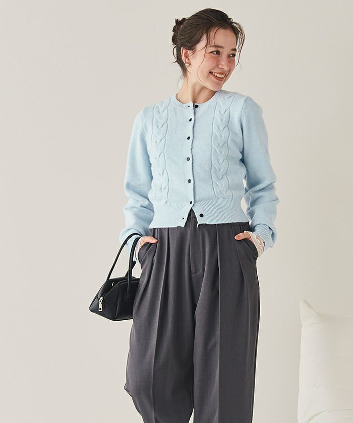 ケーブルデザインニットカーディガン | titivate
