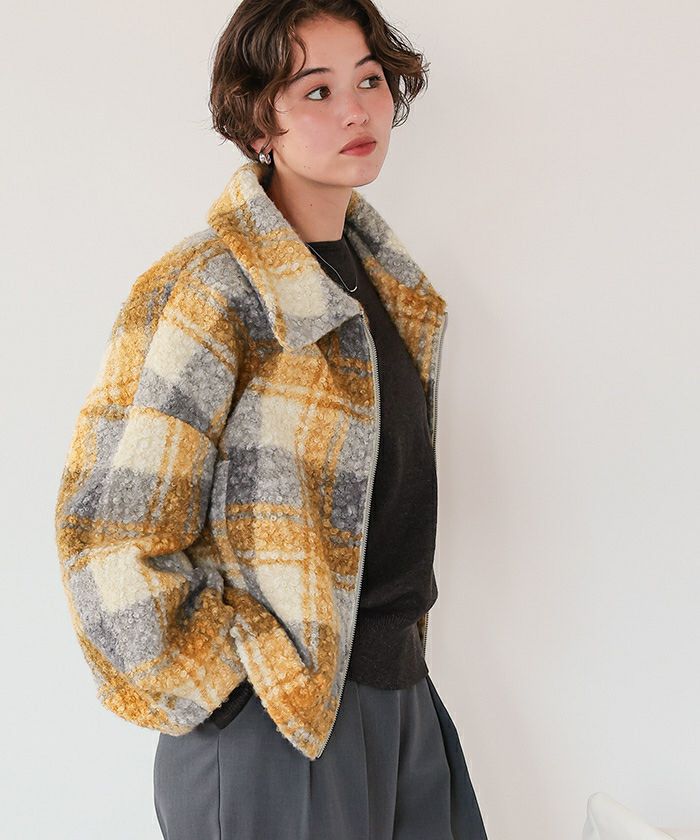 チェックボアショートジャケット/アウター | titivate