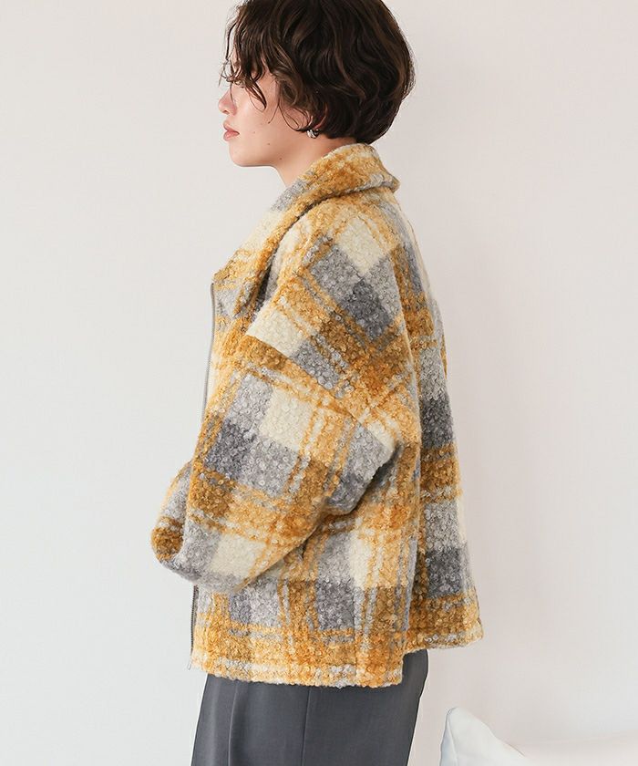 チェックボアショートジャケット/アウター | titivate