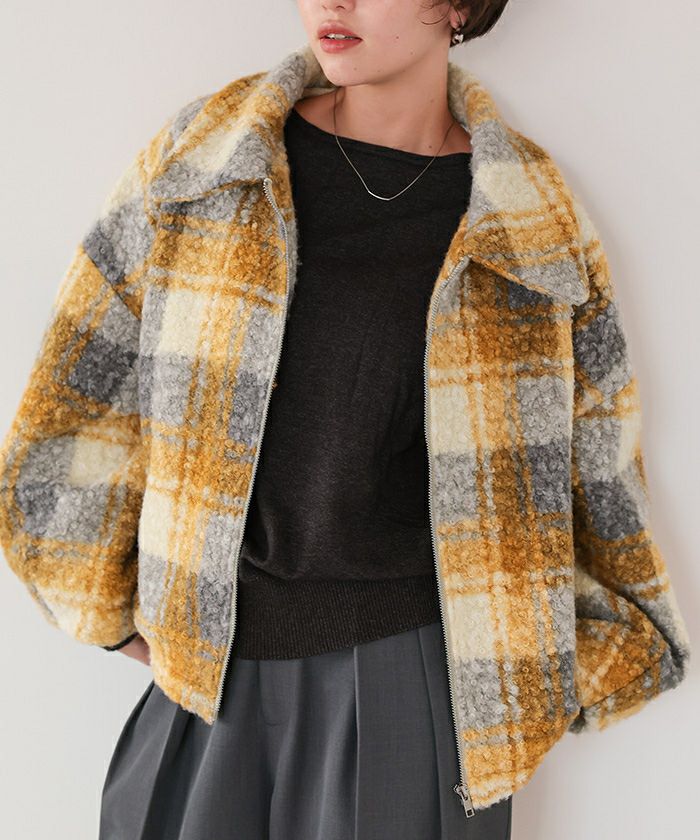 SKULL FLIGHT チェック柄ボアジャケット M 10289.jpg