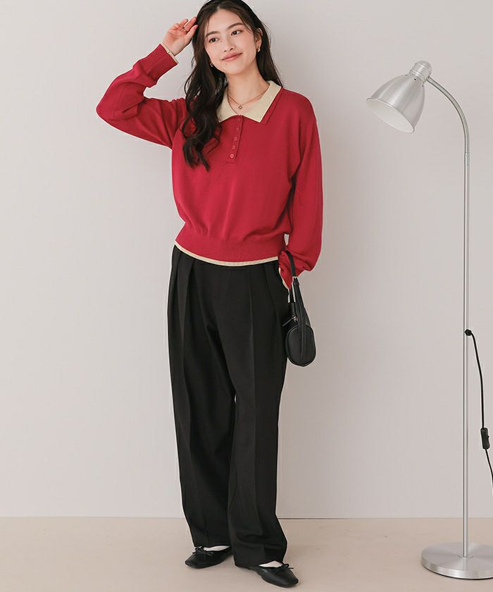 ダブルカラーデザインニット | titivate