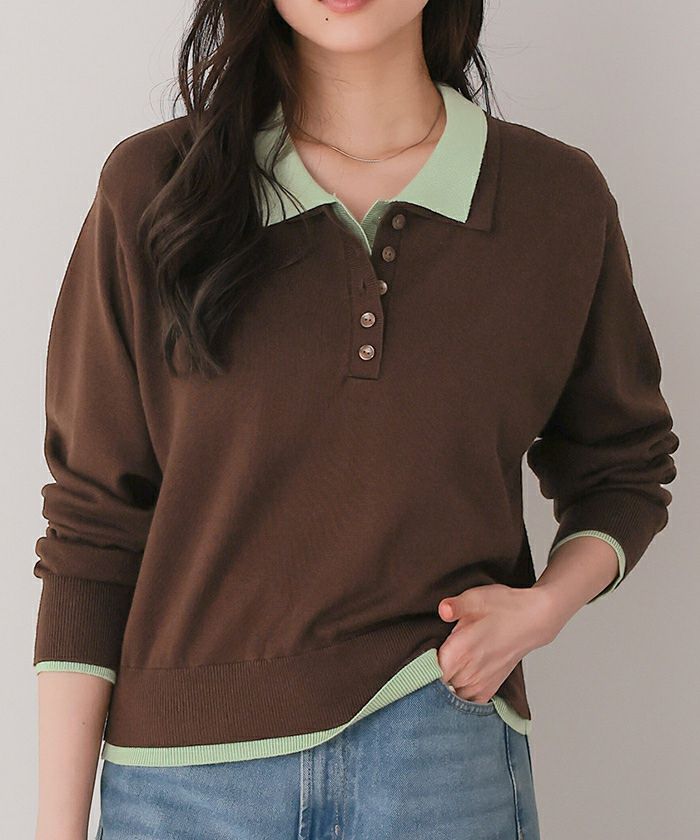 ダブルカラーデザインニット | titivate