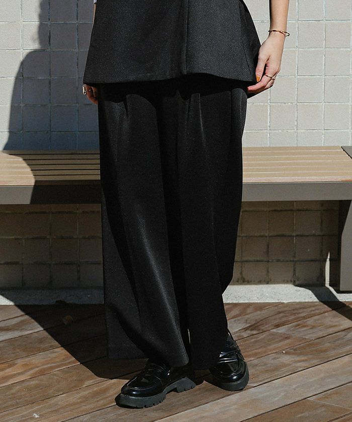 ストレッチ美脚タックワイドパンツ | titivate