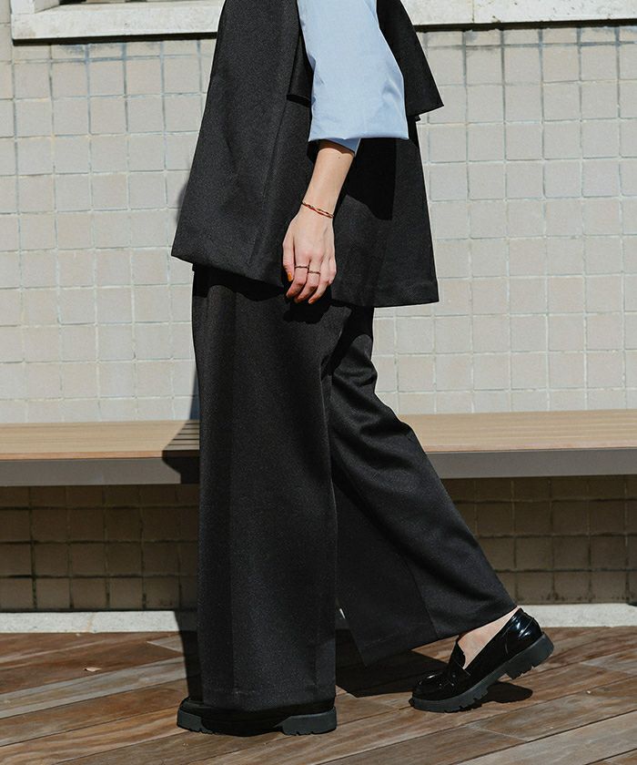 ストレッチ美脚タックワイドパンツ | titivate