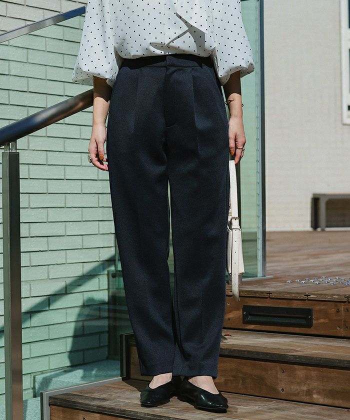 すややか GU公式 | 起毛タックテーパードパンツ(丈標準63.5～67.5cm)