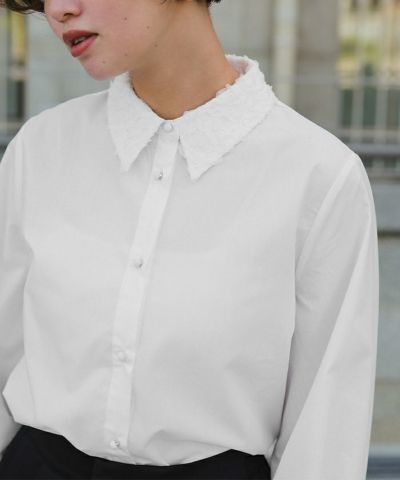 レース襟付デザインシャツ | titivate