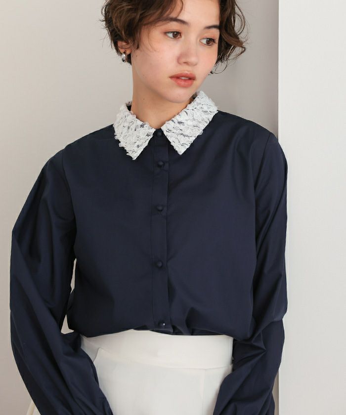 レース襟付デザインシャツ | titivate