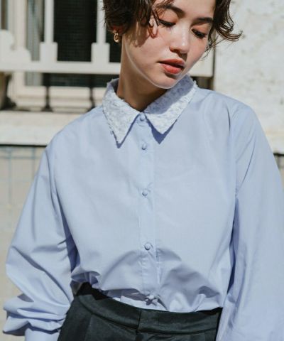 レース襟付デザインシャツ | titivate