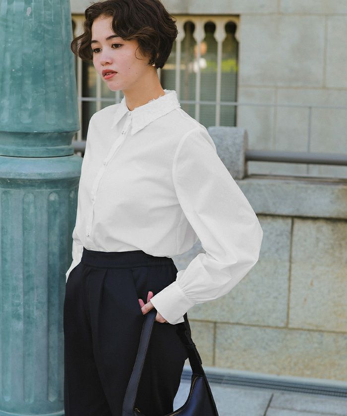 レース襟付デザインシャツ | titivate