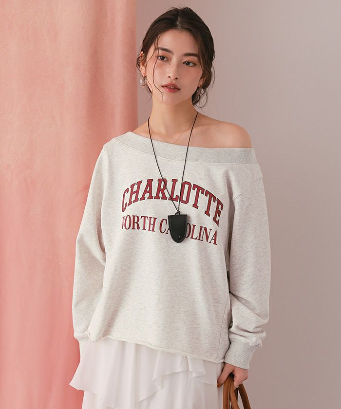 オフショルダースウェットプルオーバー | titivate