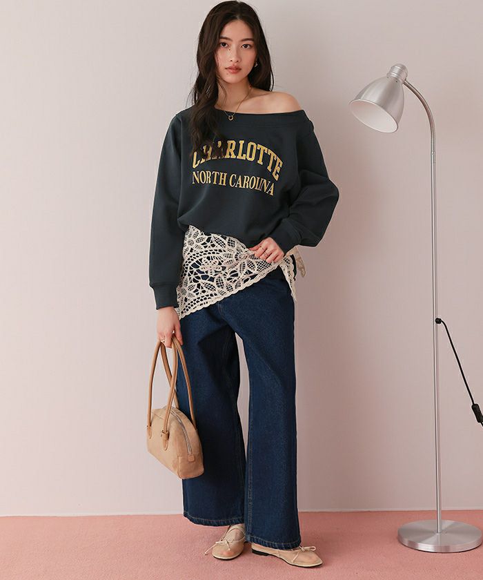 オフショルダースウェットプルオーバー | titivate