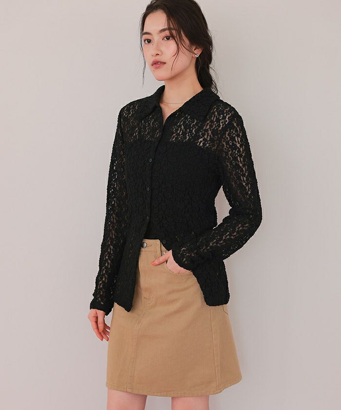 今季新作 レース シャツ　未使用　1.8万 レースコンパクトシャツ | titivate
