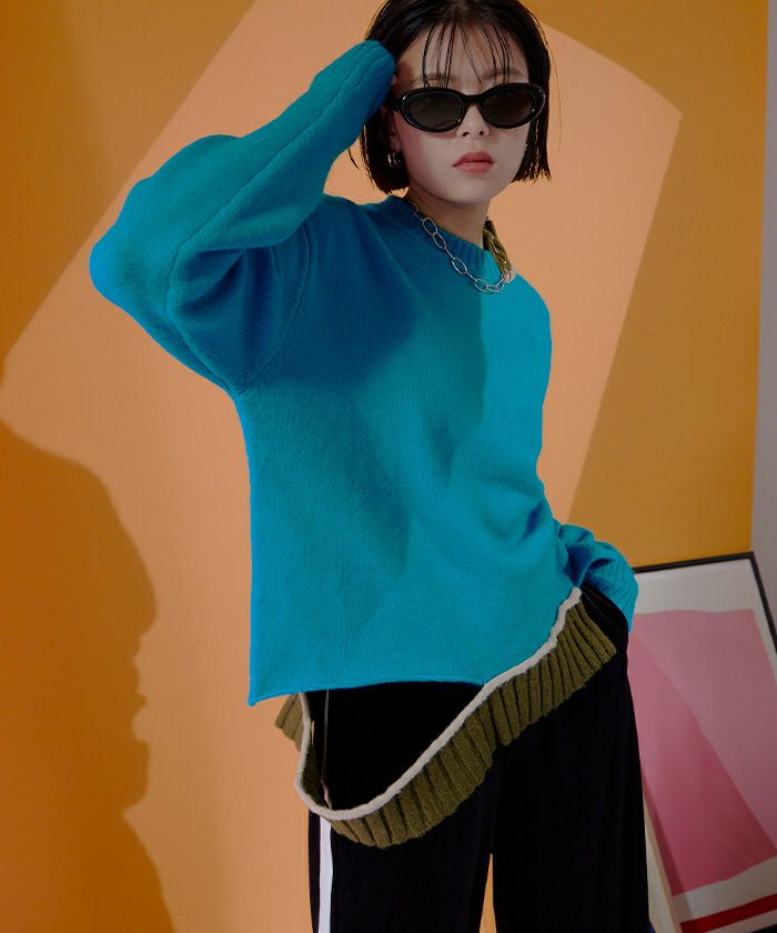 カットデザインアシンメトリーニット【miette ミエット】 | titivate