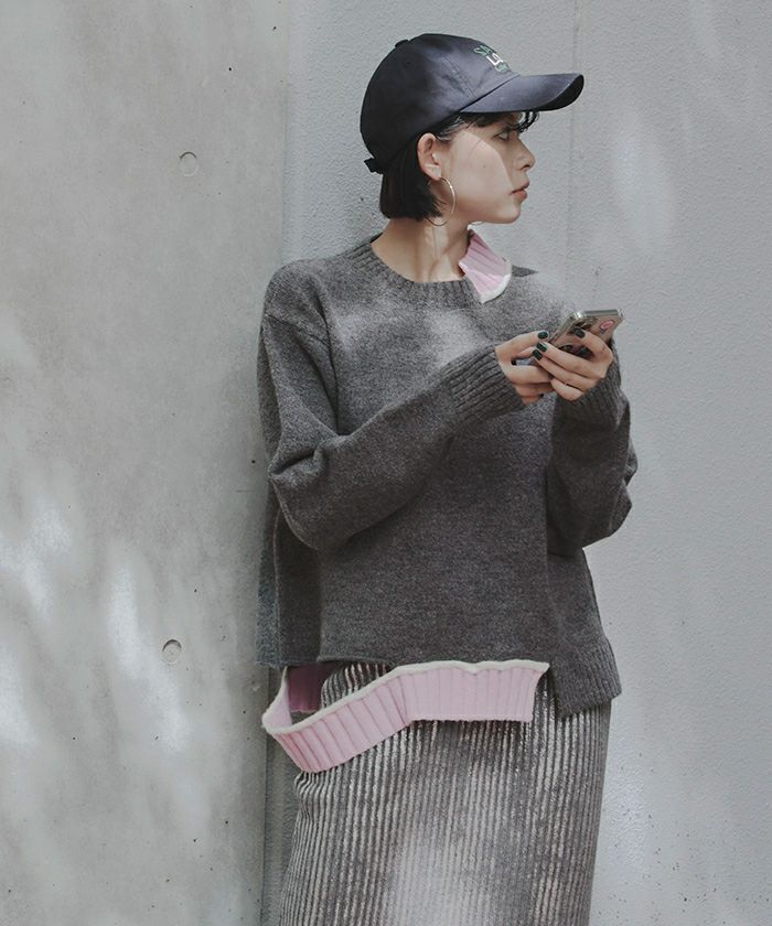 カットデザインアシンメトリーニット【miette ミエット】 | titivate