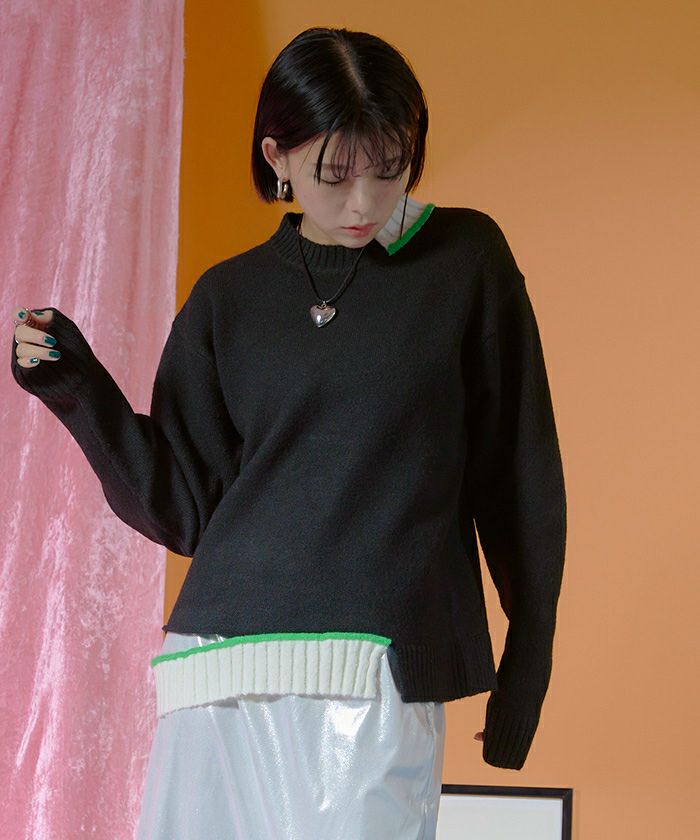 カットデザインアシンメトリーニット【miette ミエット】 | titivate