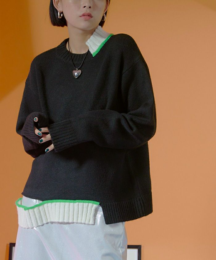 カットデザインアシンメトリーニット【miette ミエット】 | titivate