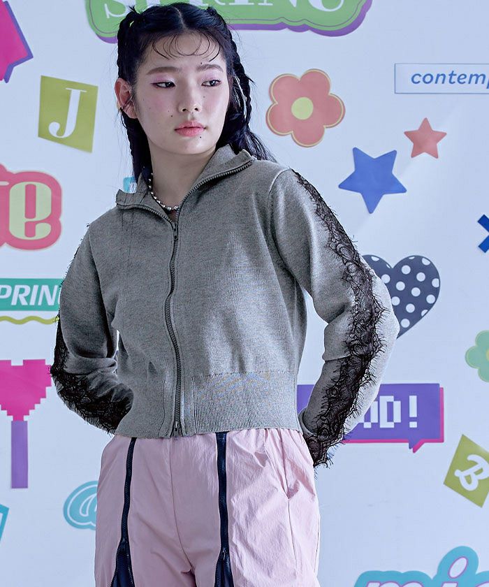 レースラインダブルジップカーディガン【miette ミエット】 | titivate