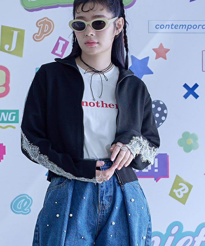 レースラインダブルジップカーディガン【miette ミエット】 | titivate