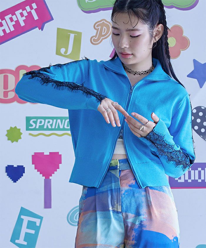 レースラインダブルジップカーディガン【miette ミエット】 | titivate