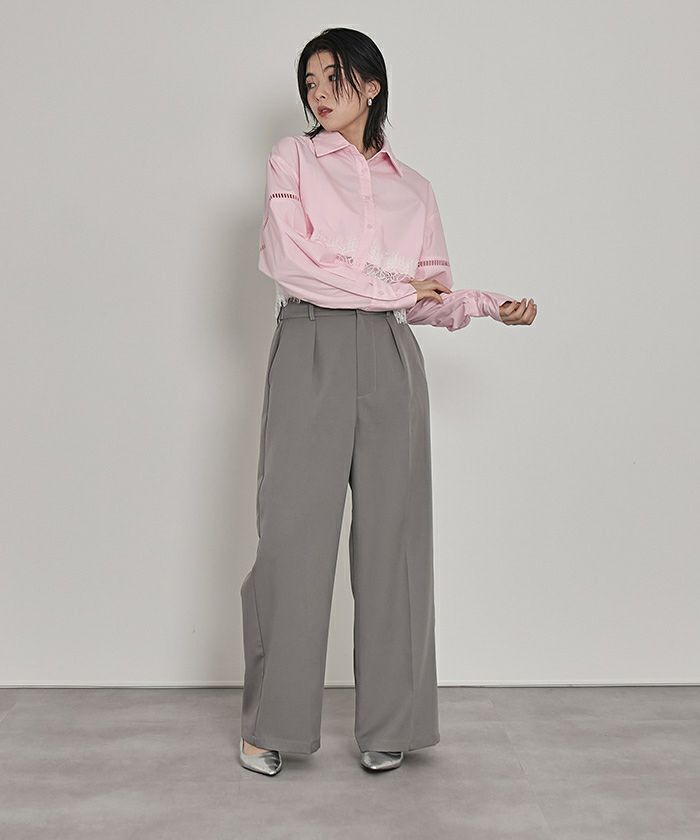 ヘムレースクロップドシャツ【miette ミエット】 | titivate