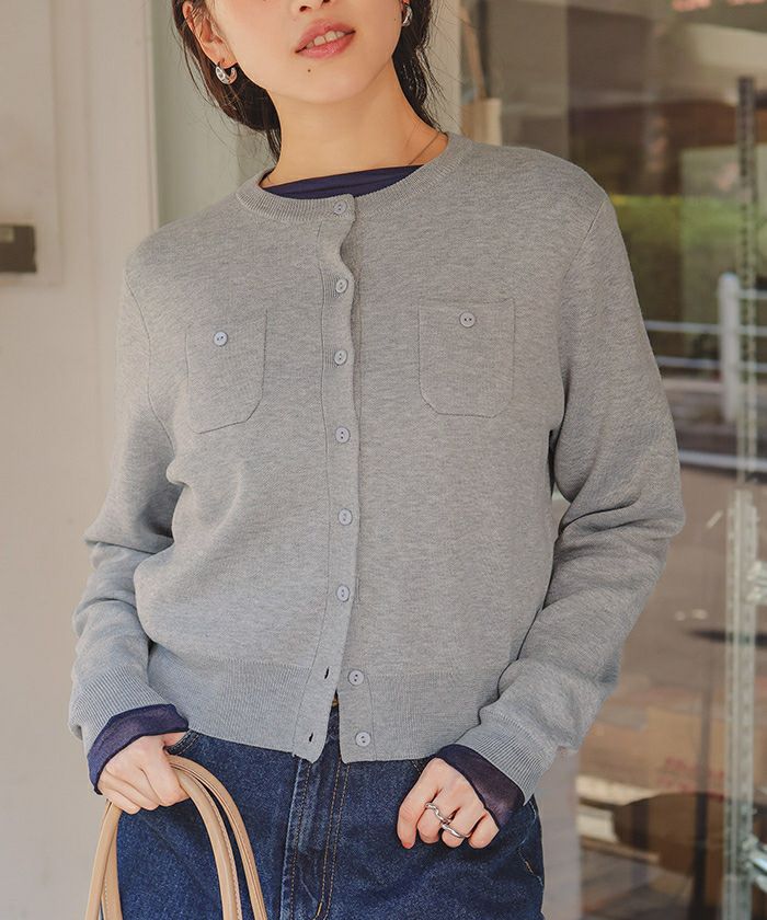 胸ポケットニットカーディガン | titivate
