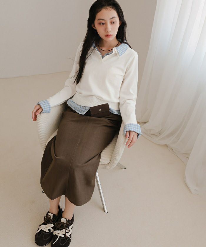 シャツレイヤード風ポロニット【miette ミエット】 | titivate