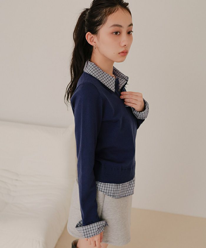 シャツレイヤード風ポロニット【miette ミエット】 | titivate