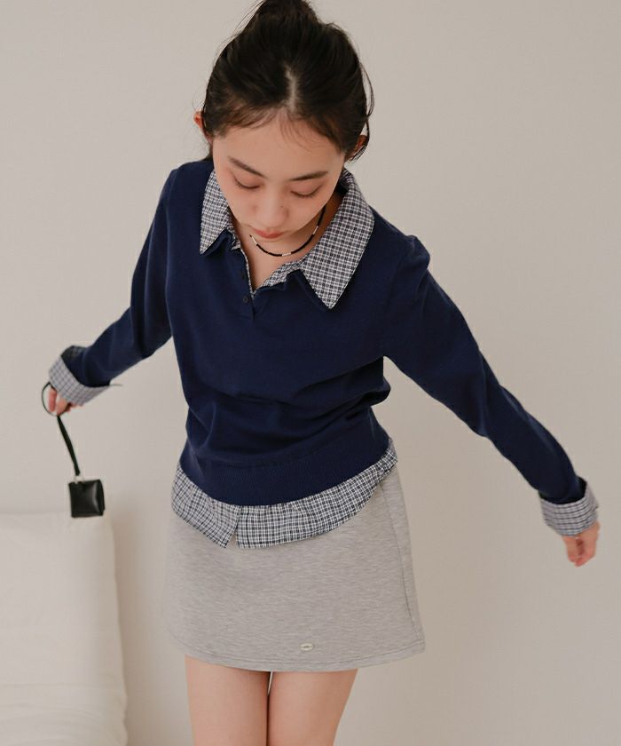 シャツレイヤード風ポロニット【miette ミエット】 | titivate