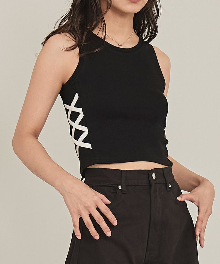 サイドクロスラインタンクトップ【miette ミエット】【メール便可／50