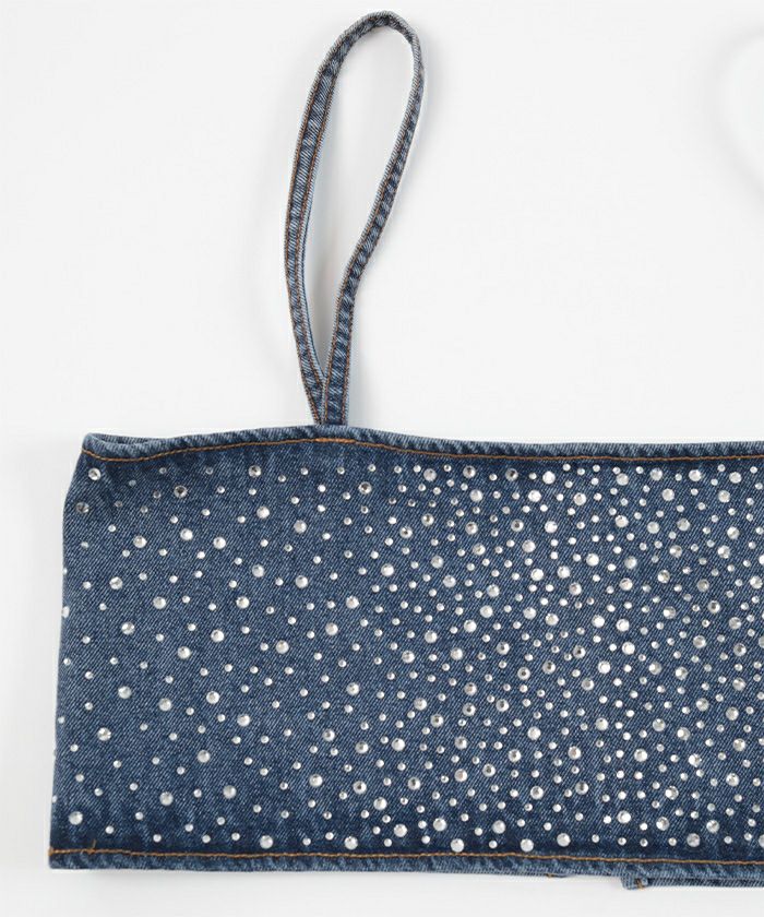 ラインストーンデニムビスチェ【miette ミエット】【メール便可／50