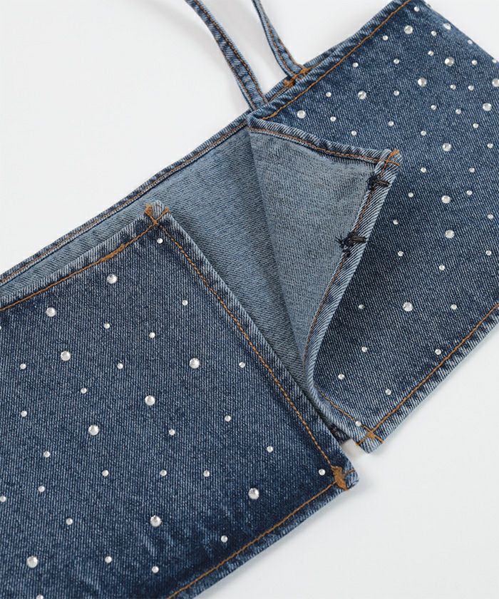 ラインストーンデニムビスチェ【miette ミエット】【メール便可／50