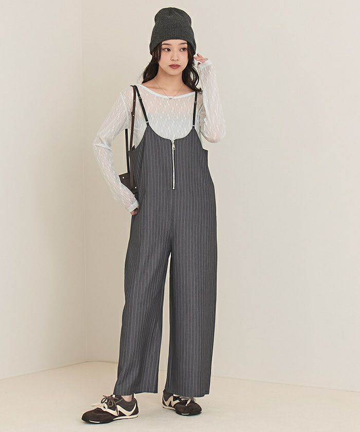 ピンストライプキャミソールオールインワン【miette ミエット】 | titivate