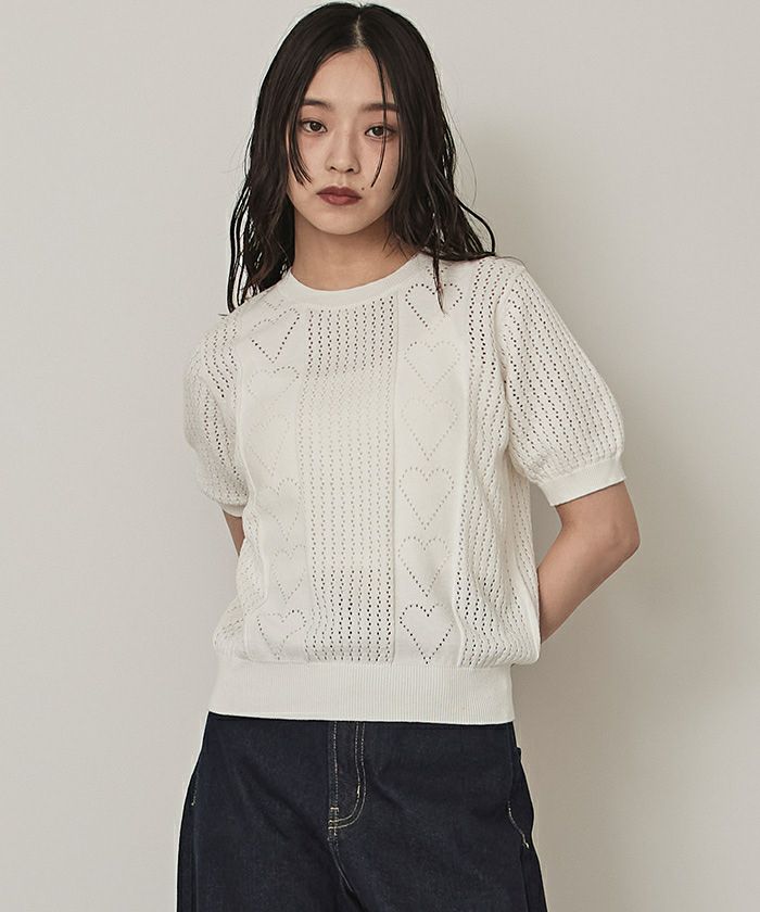 ハートニットトップス【miette ミエット】【メール便可／100】 | titivate