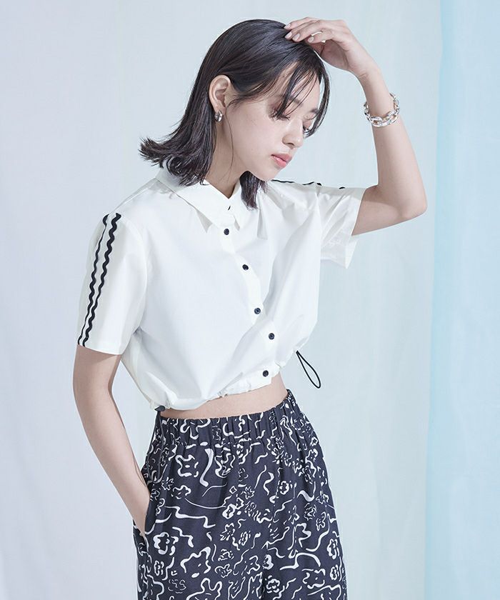Miette. ページ 裾ドロストクロップドシャツ【miette ミエット】【メール便可／60