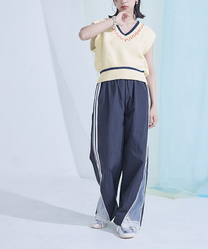 配色ステッチVネックベスト【miette ミエット】 | titivate